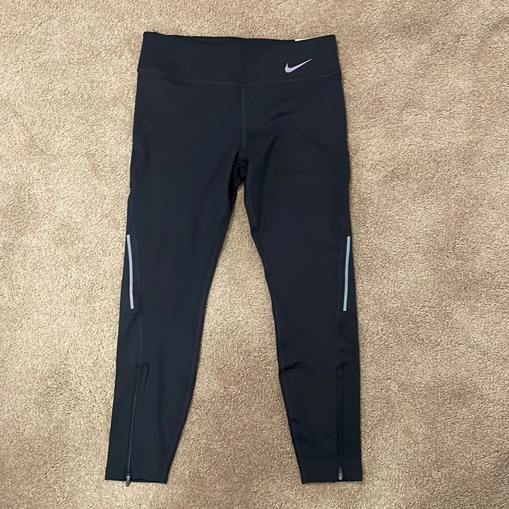 Nike Black Compression Leggings with Ankle Zippers